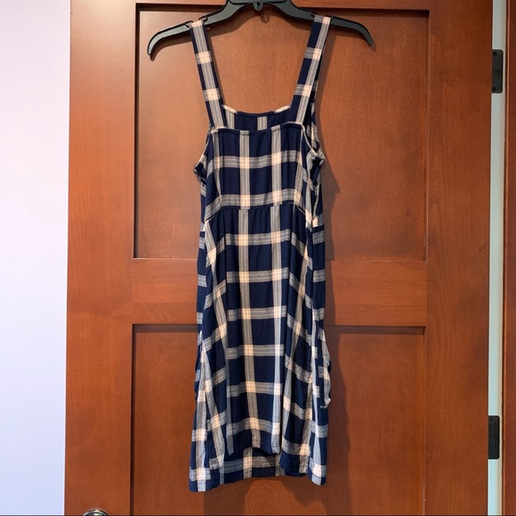 American Eagle Strappy Patch Pocket Plaid Navy Pink Dress - Picture 5 of 7